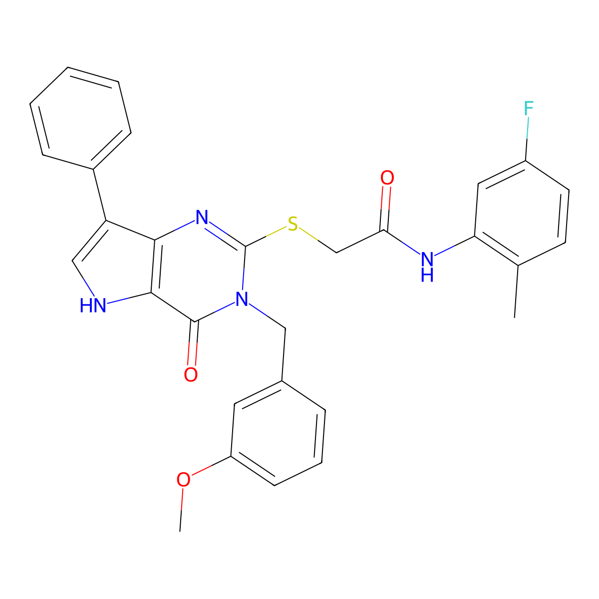 N-(5-fluoro-2-methylphenyl)-2-((3-(3-methoxybenzyl)-4-oxo-7-phenyl-4,5-dihydro-3H-pyrrolo[3,2-d]pyrimidin-2-yl)thio)acetamide molecular structure, CAS 2034353-14-3