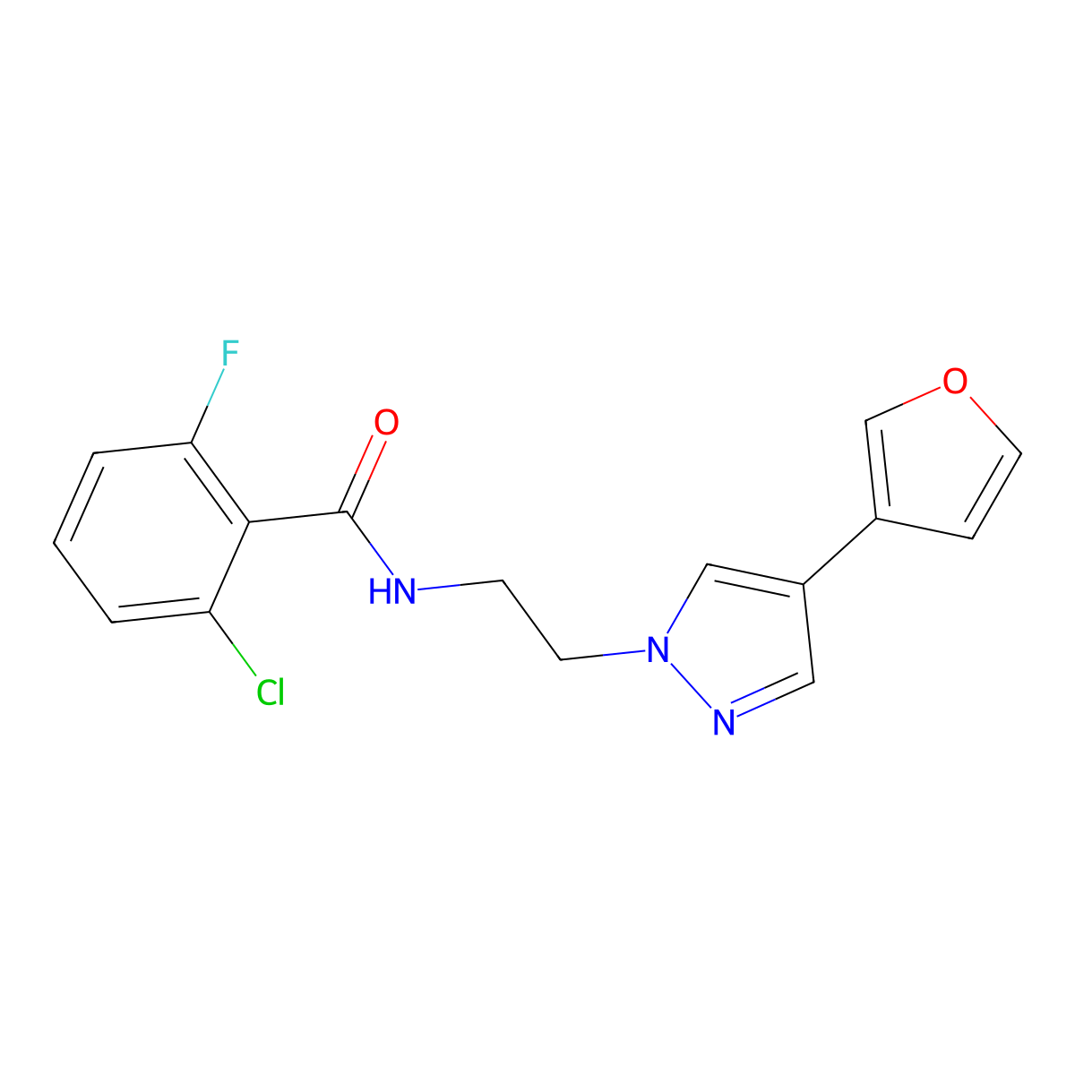 2-chloro-6-fluoro-N-(2-(4-(furan-3-yl)-1H-pyrazol-1-yl)ethyl)benzamide molecular structure, CAS 2034353-25-6