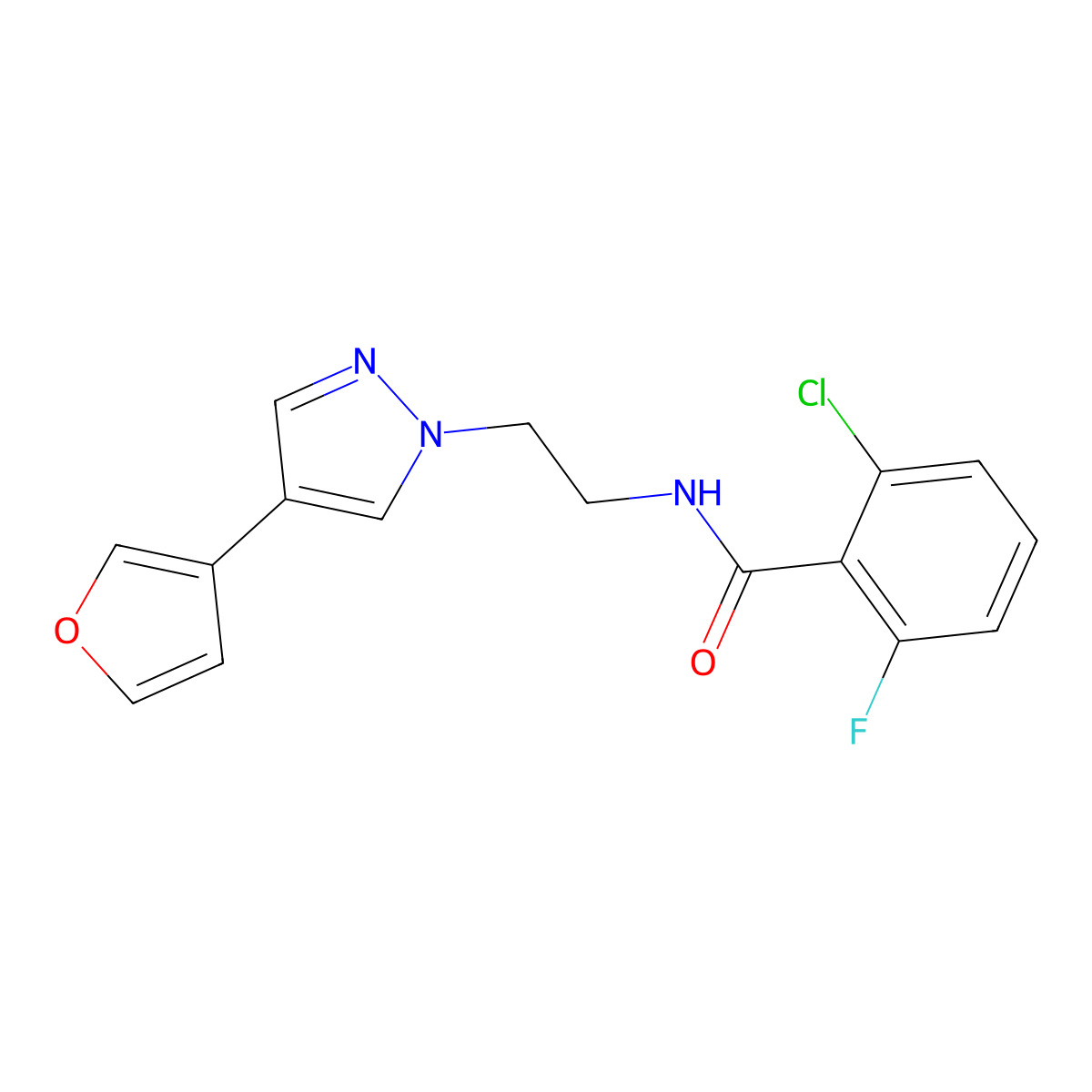 2-chloro-6-fluoro-N-(2-(4-(furan-3-yl)-1H-pyrazol-1-yl)ethyl)benzamide molecular structure, CAS 2034353-25-6