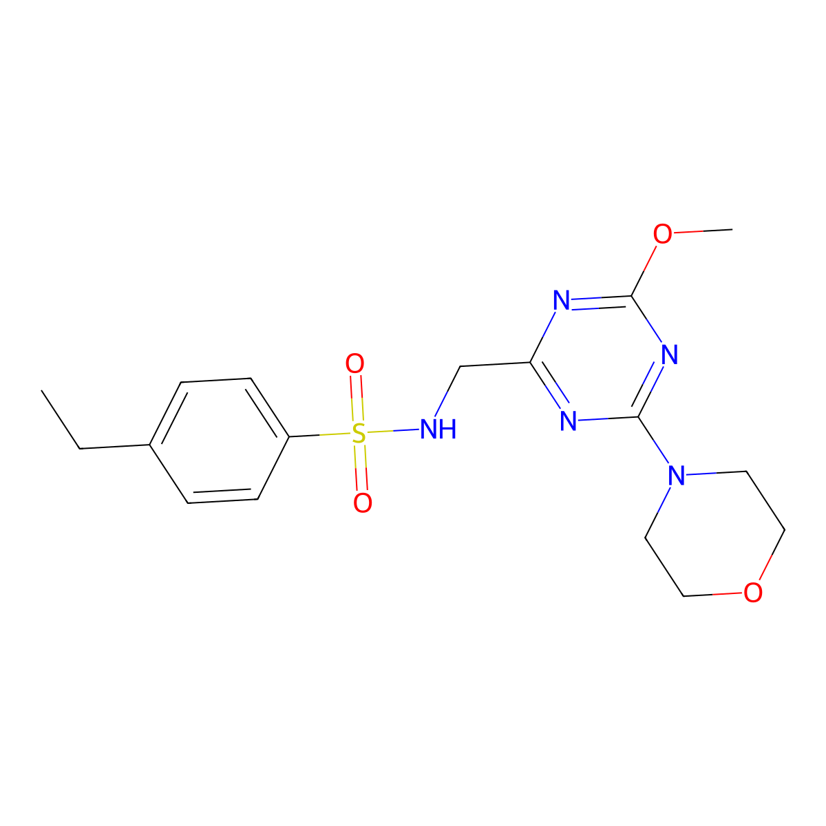 4-ethyl-N-((4-methoxy-6-morpholino-1,3,5-triazin-2-yl)methyl)benzenesulfonamide molecular structure, CAS 2034353-31-4