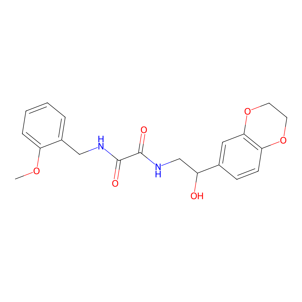 N1-(2-(2,3-dihydrobenzo[b][1,4]dioxin-6-yl)-2-hydroxyethyl)-N2-(2-methoxybenzyl)oxalamide molecular structure, CAS 2034353-32-5