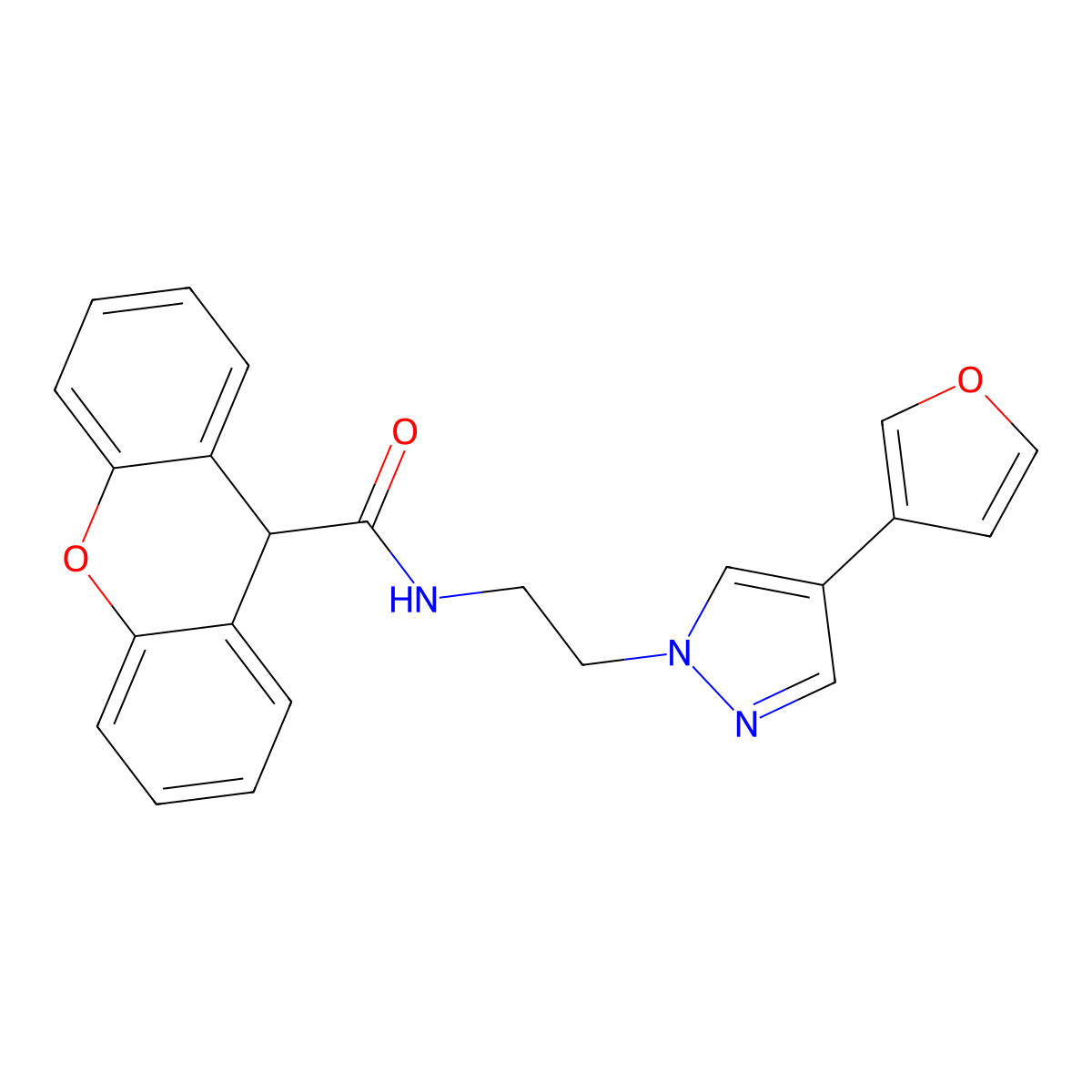 N-{2-[4-(furan-3-yl)-1H-pyrazol-1-yl]ethyl}-9H-xanthene-9-carboxamide molecular structure, CAS 2034353-33-6