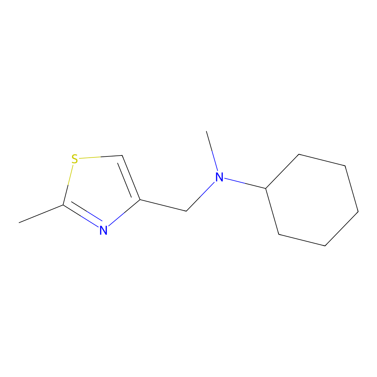 N-methyl-N-((2-methylthiazol-4-yl)methyl)cyclohexanamine molecular structure, CAS 2034353-34-7