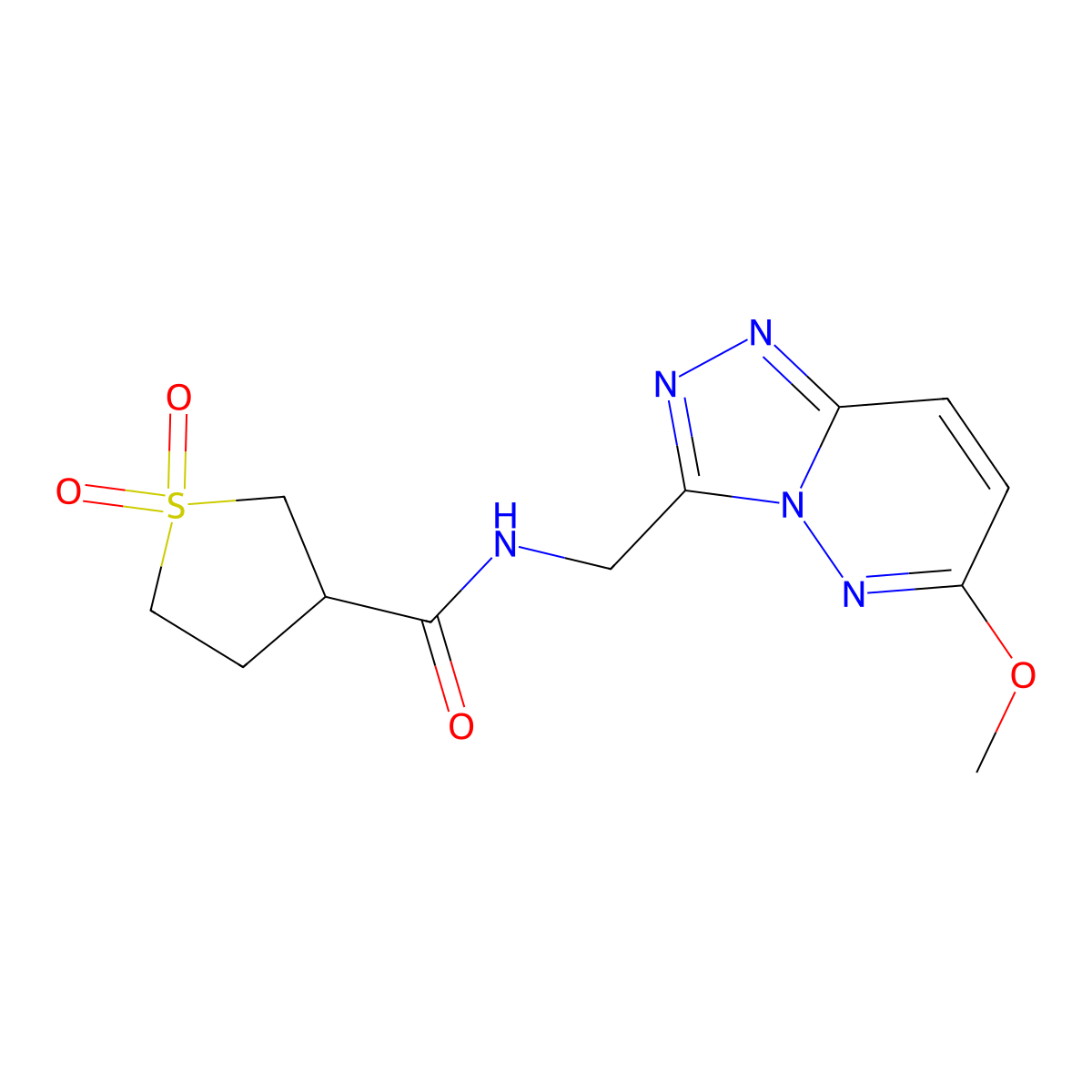 N-((6-methoxy-[1,2,4]triazolo[4,3-b]pyridazin-3-yl)methyl)tetrahydrothiophene-3-carboxamide 1,1-dioxide molecular structure, CAS 2034353-38-1