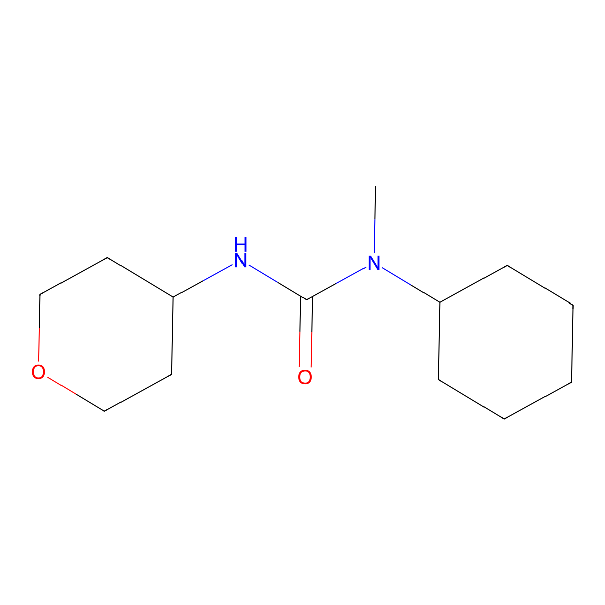 1-cyclohexyl-1-methyl-3-(tetrahydro-2H-pyran-4-yl)urea molecular structure, CAS 2034353-40-5