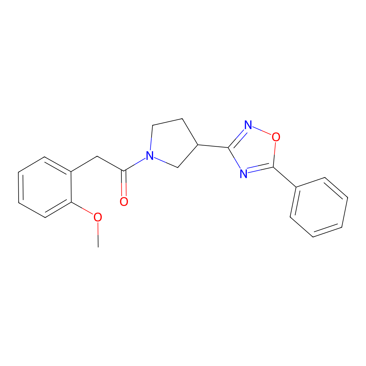 2-(2-Methoxyphenyl)-1-(3-(5-phenyl-1,2,4-oxadiazol-3-yl)pyrrolidin-1-yl)ethanone molecular structure, CAS 2034353-41-6
