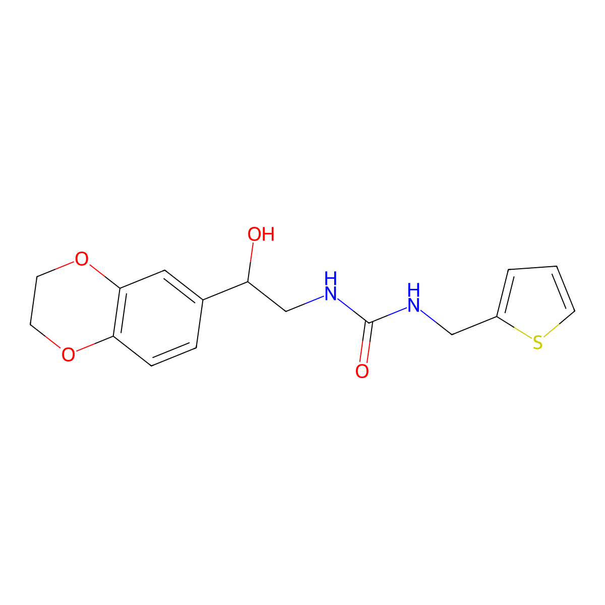 1-(2-(2,3-Dihydrobenzo[b][1,4]dioxin-6-yl)-2-hydroxyethyl)-3-(thiophen-2-ylmethyl)urea molecular structure, CAS 2034353-42-7