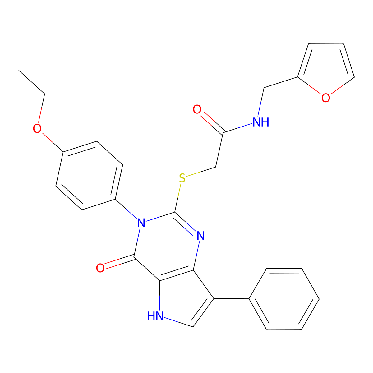 2-((3-(4-ethoxyphenyl)-4-oxo-7-phenyl-4,5-dihydro-3H-pyrrolo[3,2-d]pyrimidin-2-yl)thio)-N-(furan-2-ylmethyl)acetamide molecular structure, CAS 2034353-43-8