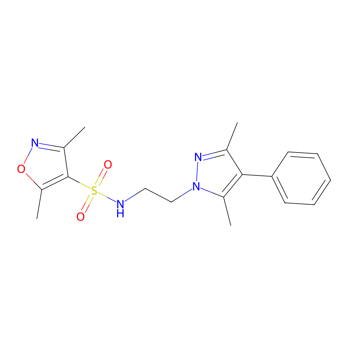 N-(2-(3,5-dimethyl-4-phenyl-1H-pyrazol-1-yl)ethyl)-3,5-dimethylisoxazole-4-sulfonamide molecular structure, CAS 2034353-44-9