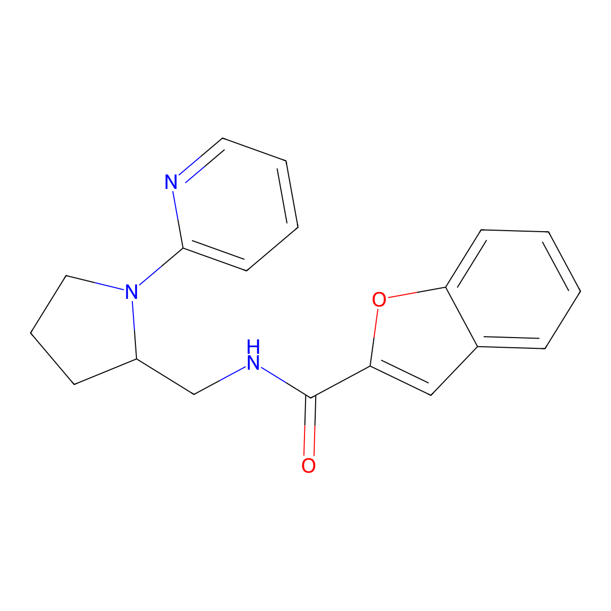 N-((1-(pyridin-2-yl)pyrrolidin-2-yl)methyl)benzofuran-2-carboxamide molecular structure, CAS 2034353-46-1