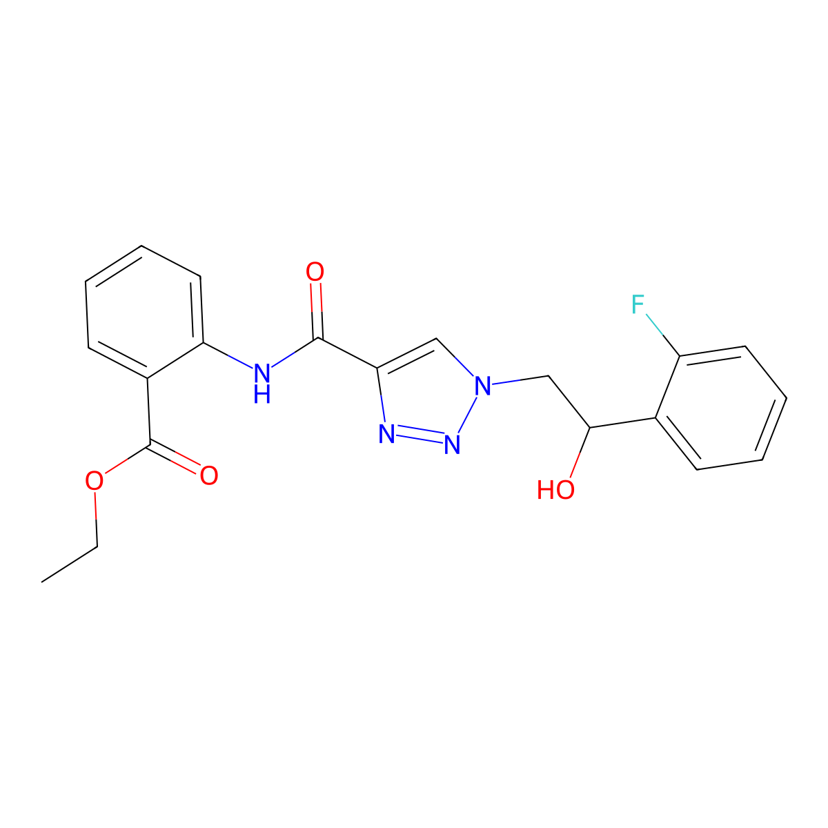 ethyl 2-(1-(2-(2-fluorophenyl)-2-hydroxyethyl)-1H-1,2,3-triazole-4-carboxamido)benzoate molecular structure, CAS 2034353-50-7