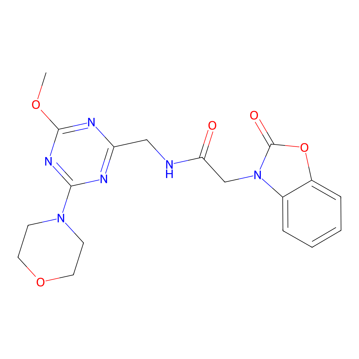 N-((4-methoxy-6-morpholino-1,3,5-triazin-2-yl)methyl)-2-(2-oxobenzo[d]oxazol-3(2H)-yl)acetamide molecular structure, CAS 2034353-53-0