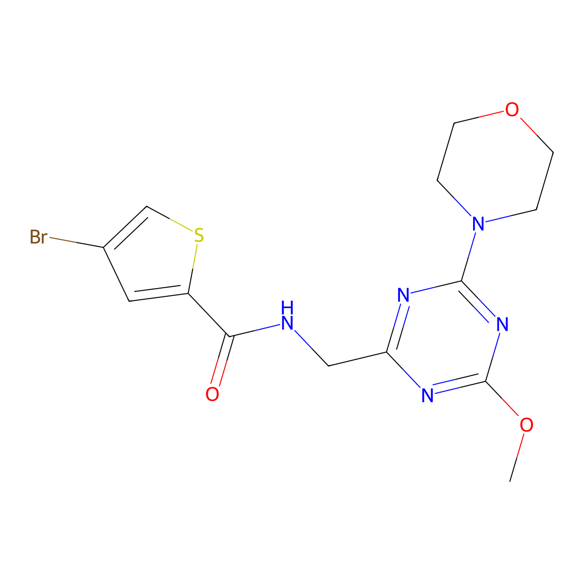 4-bromo-N-((4-methoxy-6-morpholino-1,3,5-triazin-2-yl)methyl)thiophene-2-carboxamide molecular structure, CAS 2034353-63-2