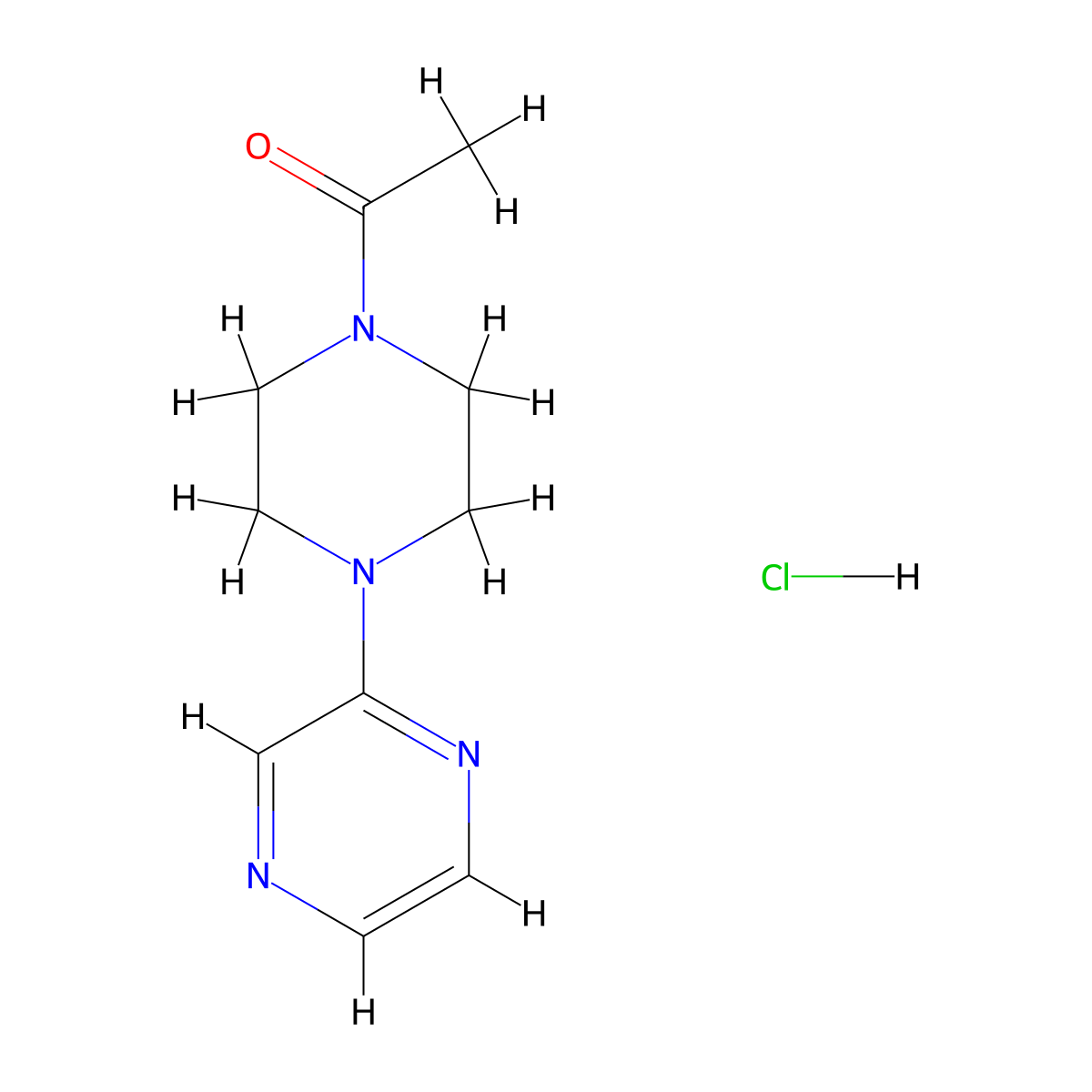 1-(4-(Pyrazin-2-yl)piperazin-1-yl)ethanone hydrochloride molecular structure, CAS 2034353-64-3