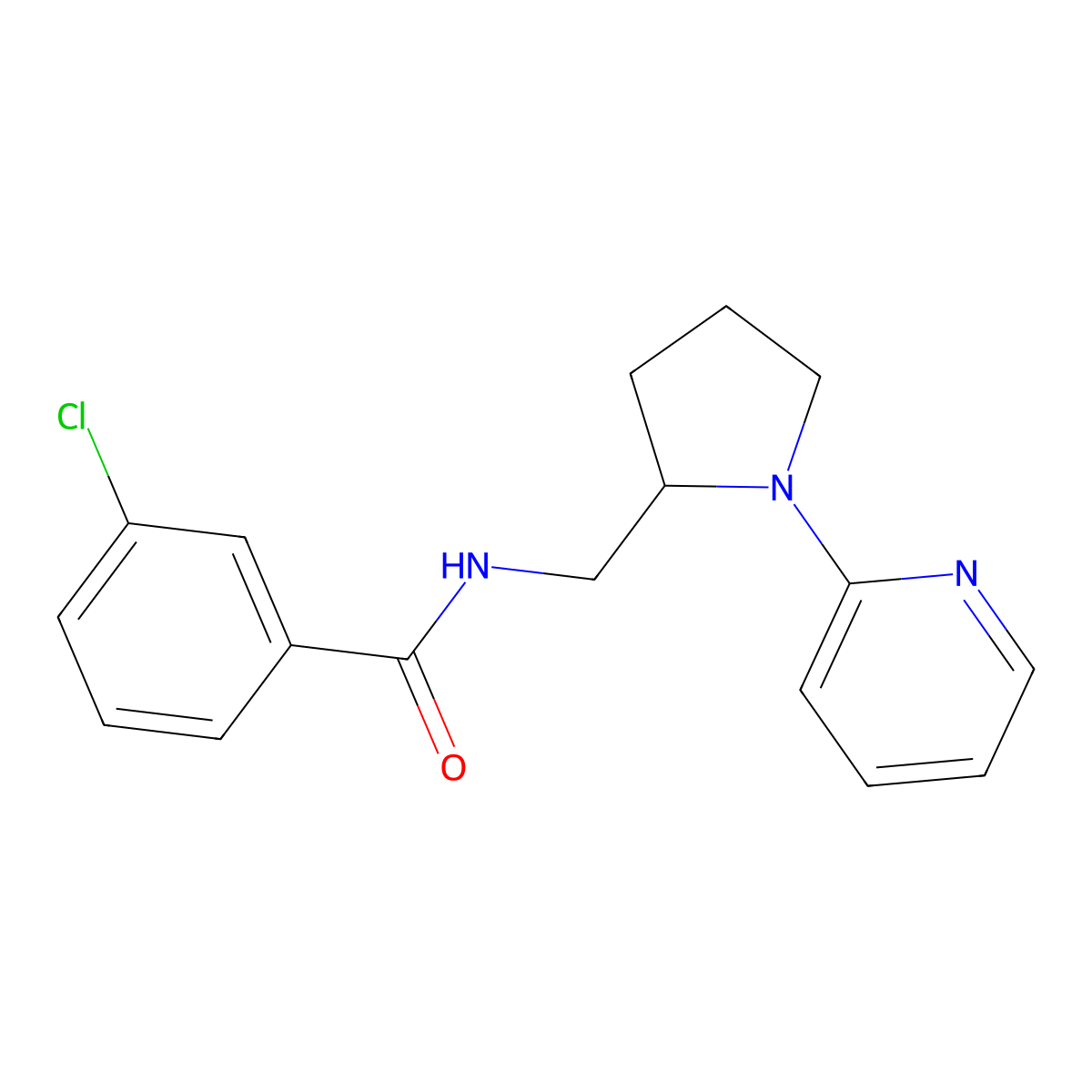 3-chloro-N-{[1-(pyridin-2-yl)pyrrolidin-2-yl]methyl}benzamide molecular structure, CAS 2034353-72-3