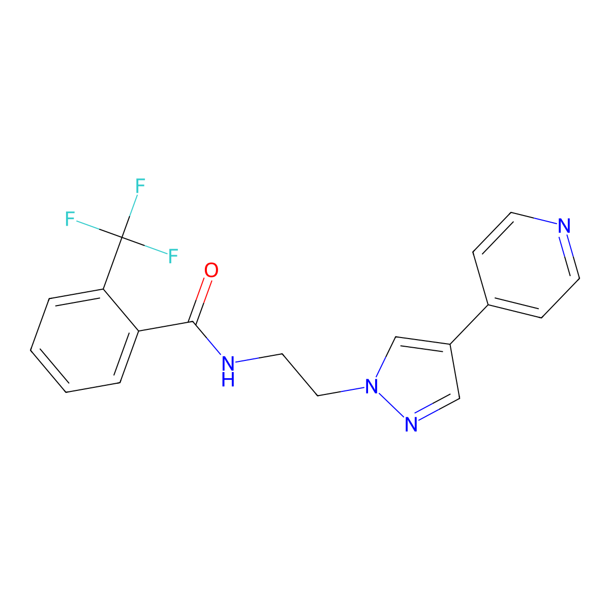 N-{2-[4-(pyridin-4-yl)-1H-pyrazol-1-yl]ethyl}-2-(trifluoromethyl)benzamide molecular structure, CAS 2034353-75-6