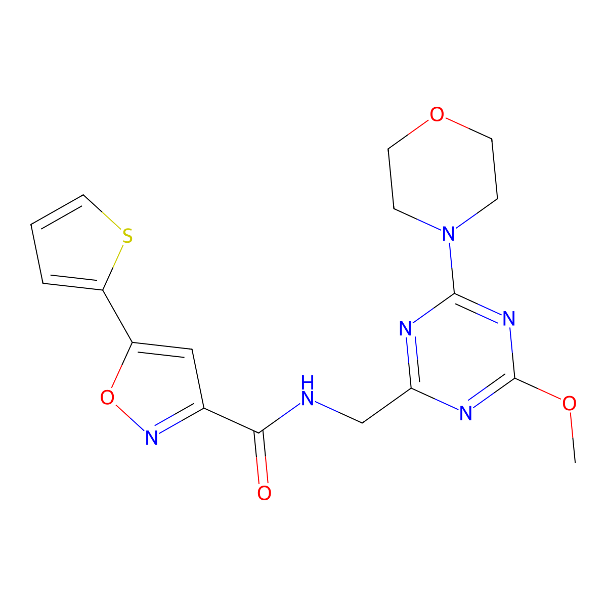 N-((4-methoxy-6-morpholino-1,3,5-triazin-2-yl)methyl)-5-(thiophen-2-yl)isoxazole-3-carboxamide molecular structure, CAS 2034353-77-8