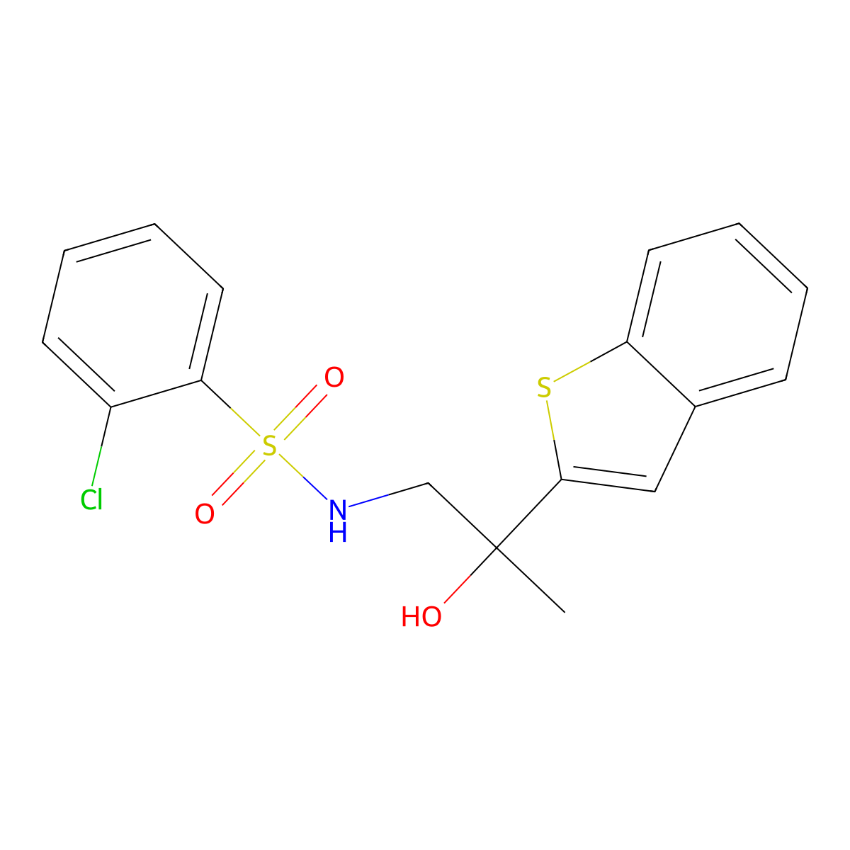 N-(2-(benzo[b]thiophen-2-yl)-2-hydroxypropyl)-2-chlorobenzenesulfonamide molecular structure, CAS 2034353-78-9