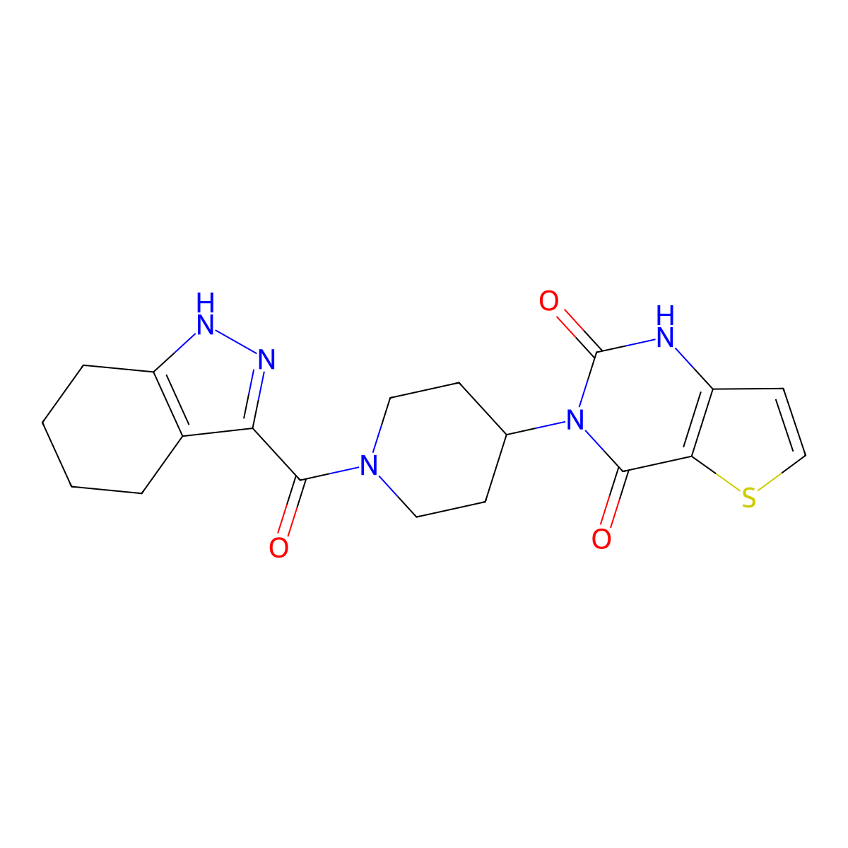 3-(1-(4,5,6,7-tetrahydro-1H-indazole-3-carbonyl)piperidin-4-yl)thieno[3,2-d]pyrimidine-2,4(1H,3H)-dione molecular structure, CAS 2034353-83-6
