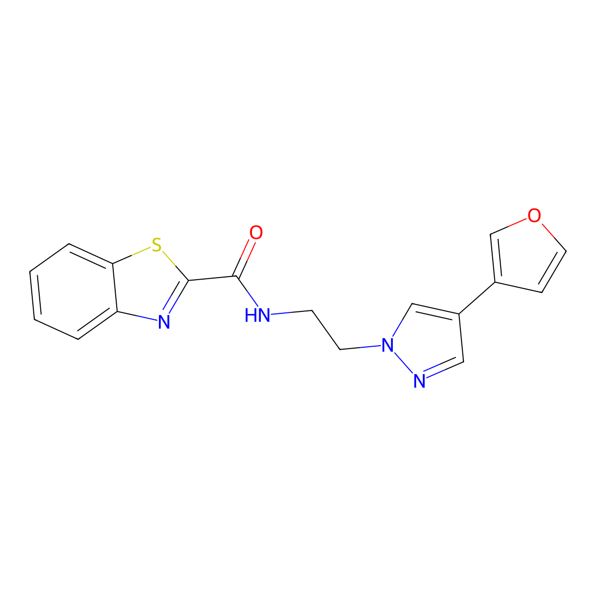 N-(2-(4-(furan-3-yl)-1H-pyrazol-1-yl)ethyl)benzo[d]thiazole-2-carboxamide molecular structure, CAS 2034353-84-7