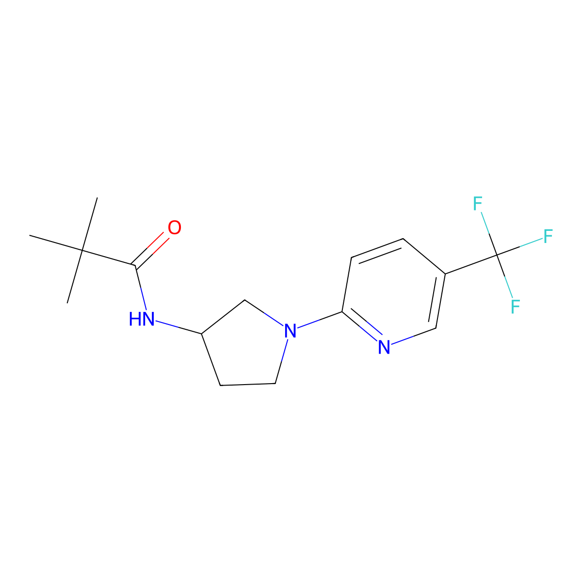 N-(1-(5-(trifluoromethyl)pyridin-2-yl)pyrrolidin-3-yl)pivalamide molecular structure, CAS 2034353-92-7