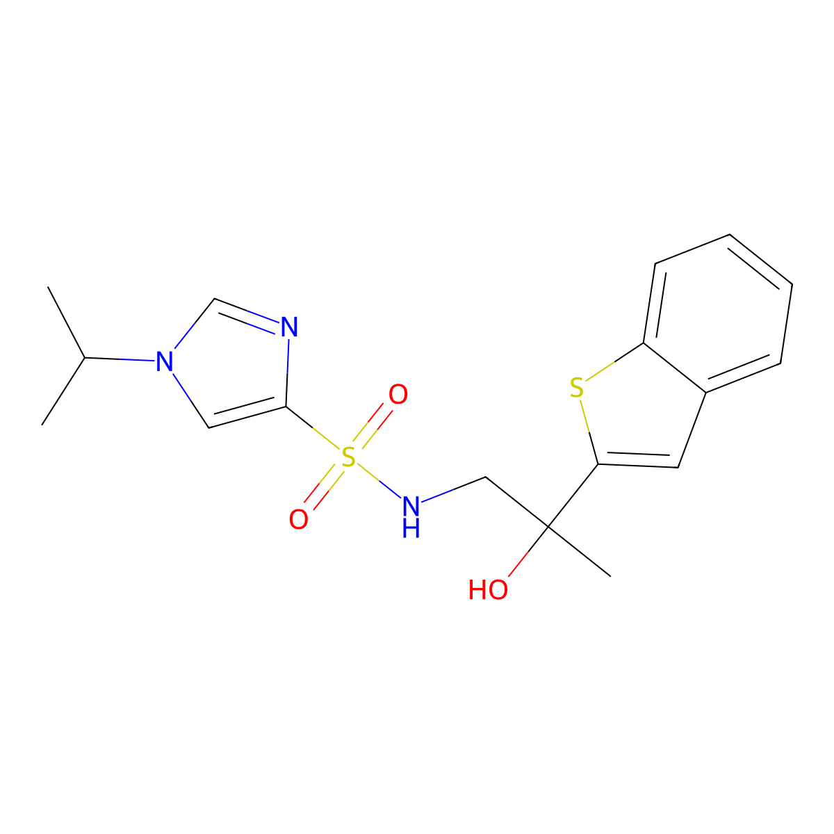 N-(2-(benzo[b]thiophen-2-yl)-2-hydroxypropyl)-1-isopropyl-1H-imidazole-4-sulfonamide molecular structure, CAS 2034353-99-4