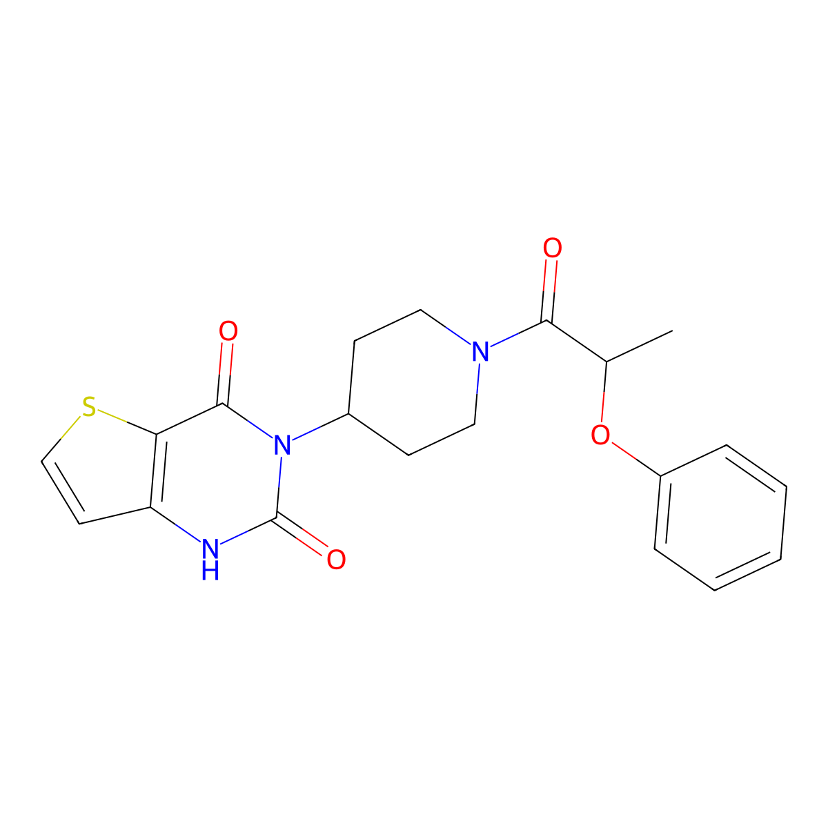 3-(1-(2-phenoxypropanoyl)piperidin-4-yl)thieno[3,2-d]pyrimidine-2,4(1H,3H)-dione molecular structure, CAS 2034354-00-0