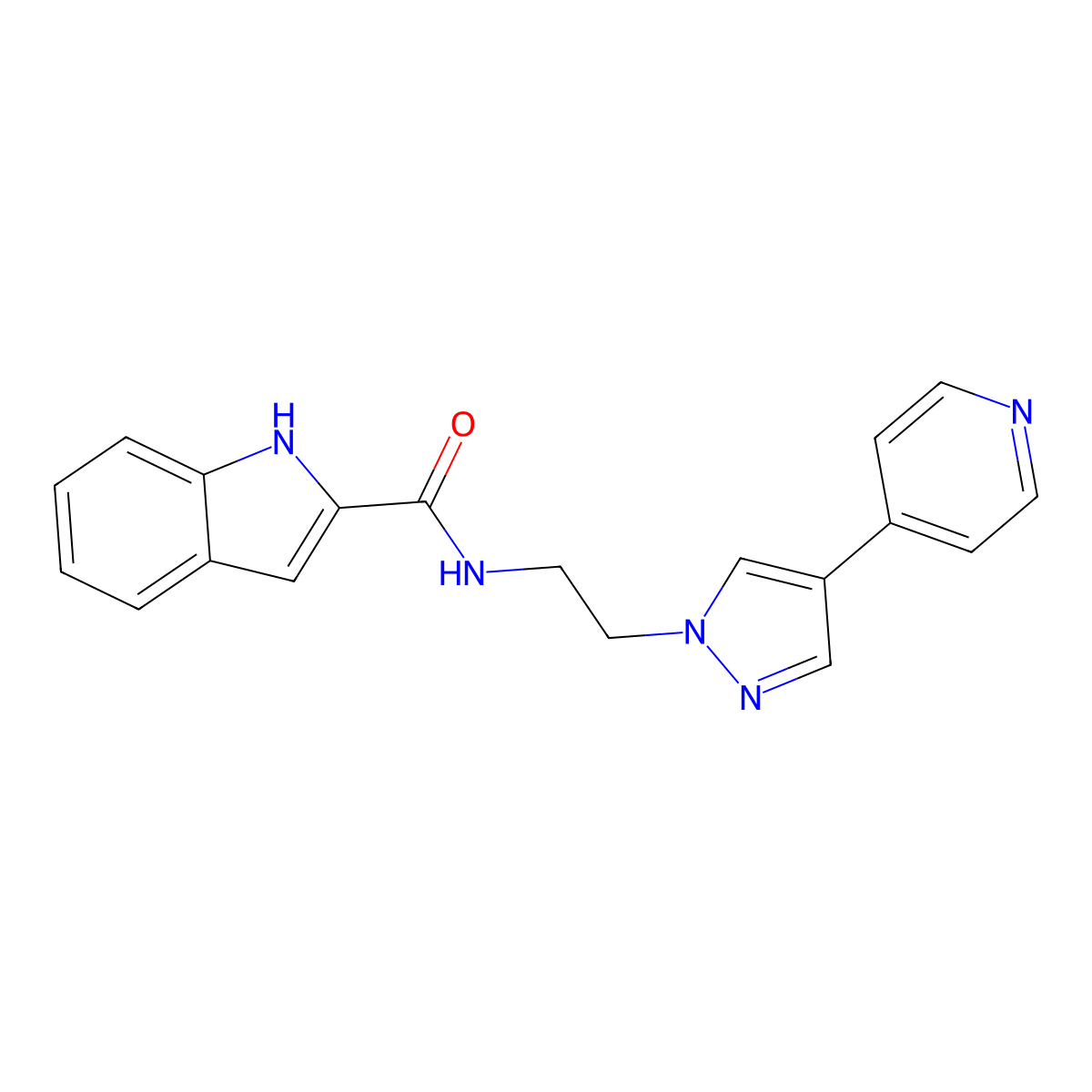 N-{2-[4-(pyridin-4-yl)-1H-pyrazol-1-yl]ethyl}-1H-indole-2-carboxamide molecular structure, CAS 2034354-03-3