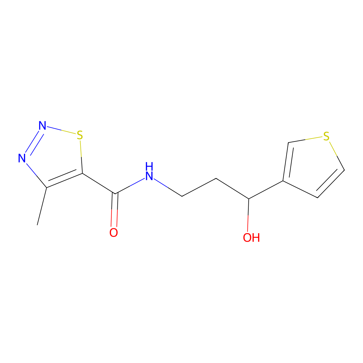 N-[3-hydroxy-3-(thiophen-3-yl)propyl]-4-methyl-1,2,3-thiadiazole-5-carboxamide molecular structure, CAS 2034354-08-8