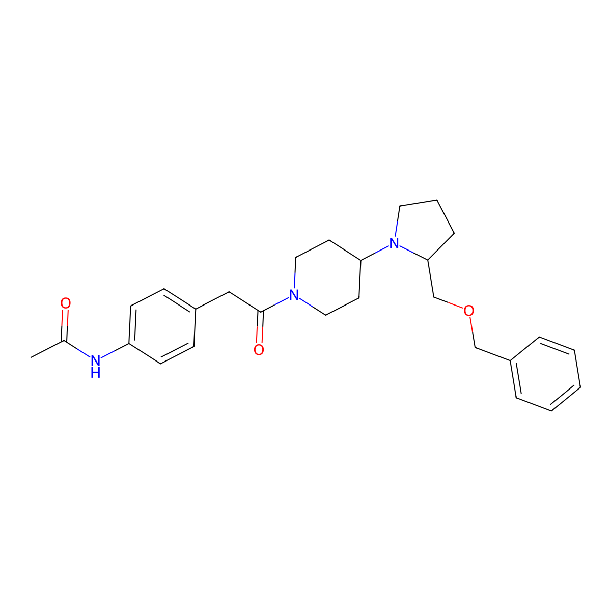 N-{4-[2-(4-{2-[(benzyloxy)methyl]pyrrolidin-1-yl}piperidin-1-yl)-2-oxoethyl]phenyl}acetamide molecular structure, CAS 2034354-11-3