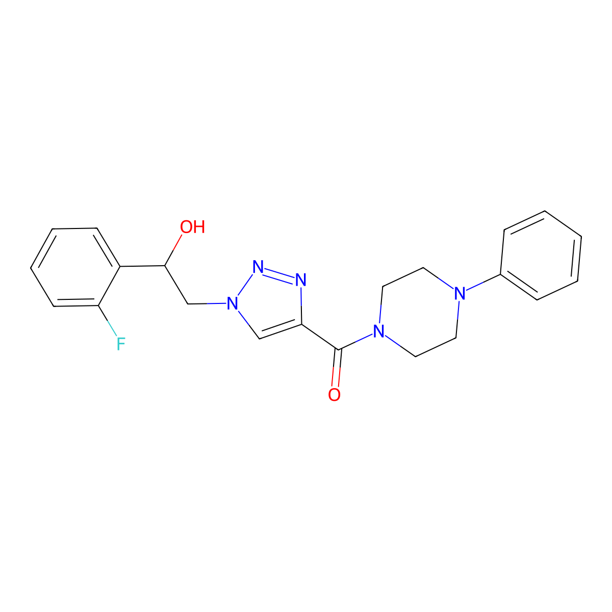 (1-(2-(2-fluorophenyl)-2-hydroxyethyl)-1H-1,2,3-triazol-4-yl)(4-phenylpiperazin-1-yl)methanone molecular structure, CAS 2034354-15-7