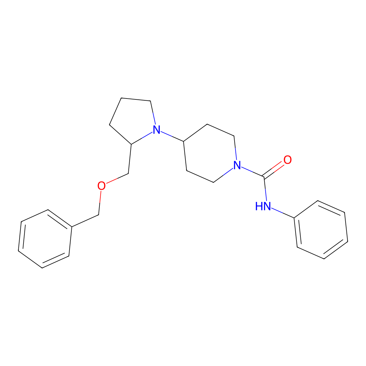 4-(2-((benzyloxy)methyl)pyrrolidin-1-yl)-N-phenylpiperidine-1-carboxamide molecular structure, CAS 2034354-17-9