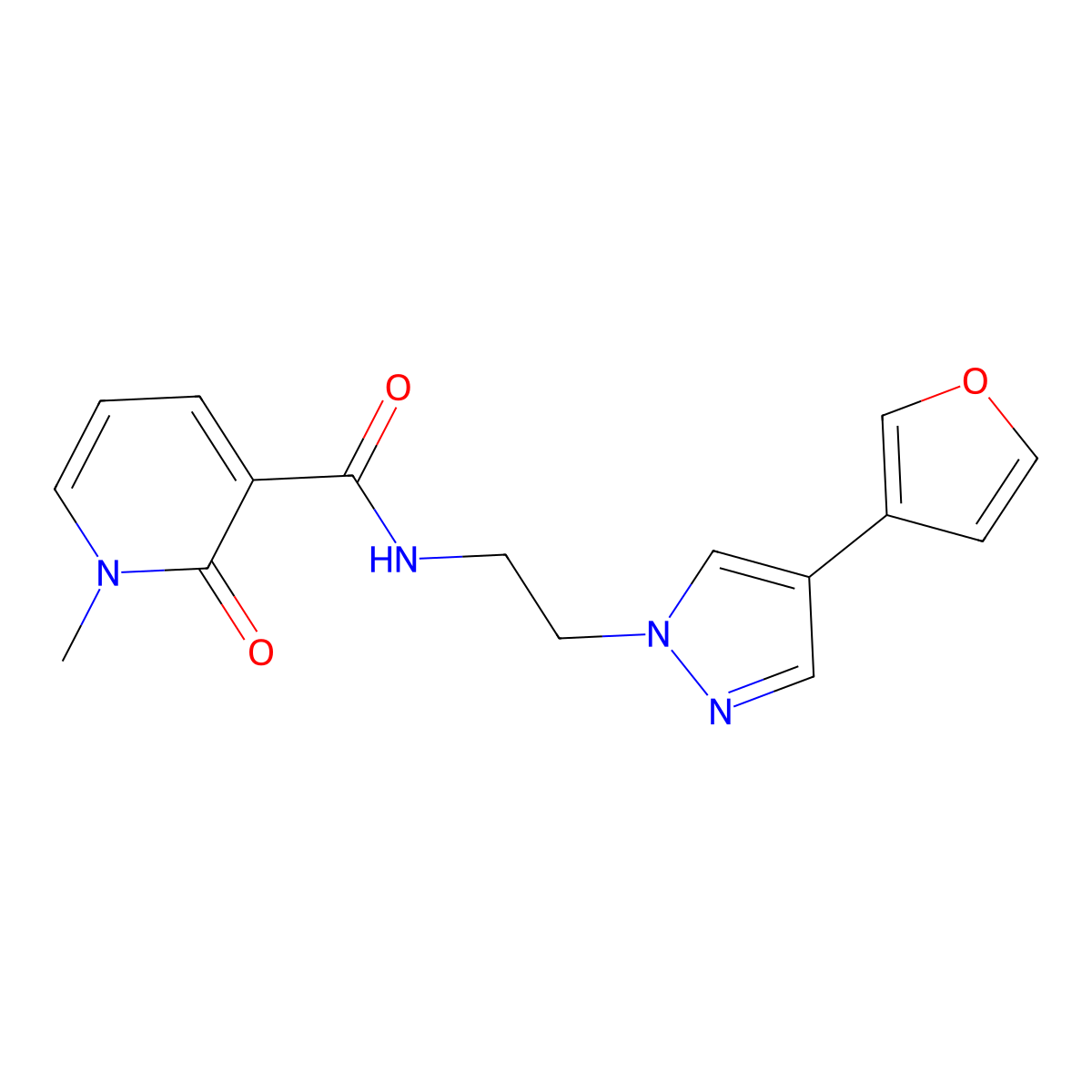 N-{2-[4-(furan-3-yl)-1H-pyrazol-1-yl]ethyl}-1-methyl-2-oxo-1,2-dihydropyridine-3-carboxamide molecular structure, CAS 2034354-23-7
