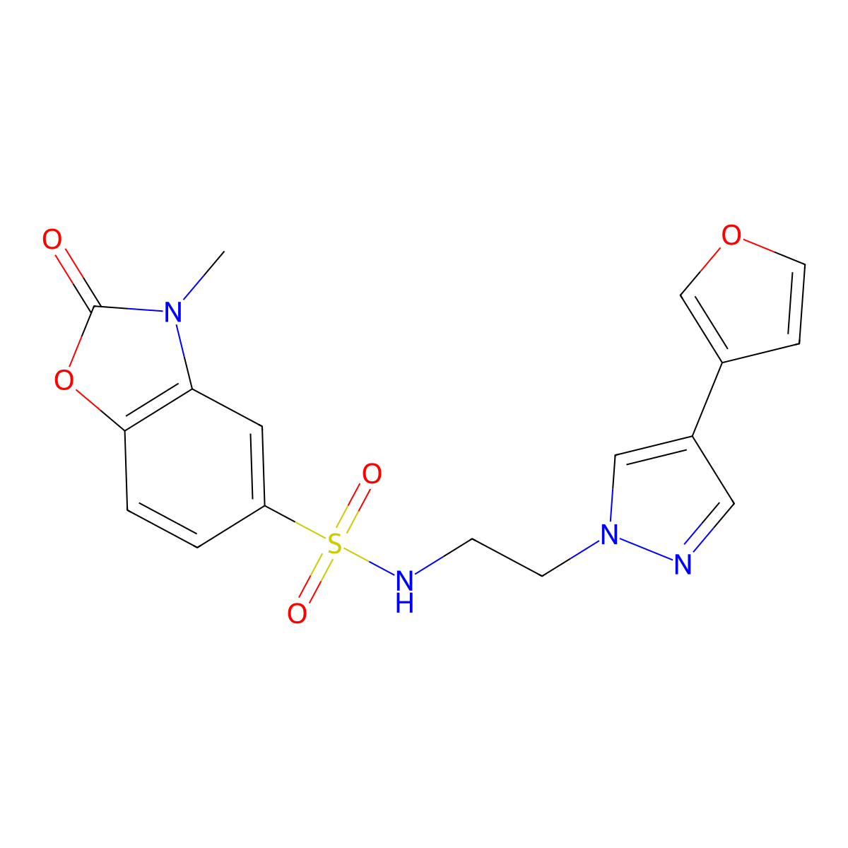 N-(2-(4-(furan-3-yl)-1H-pyrazol-1-yl)ethyl)-3-methyl-2-oxo-2,3-dihydrobenzo[d]oxazole-5-sulfonamide molecular structure, CAS 2034354-24-8