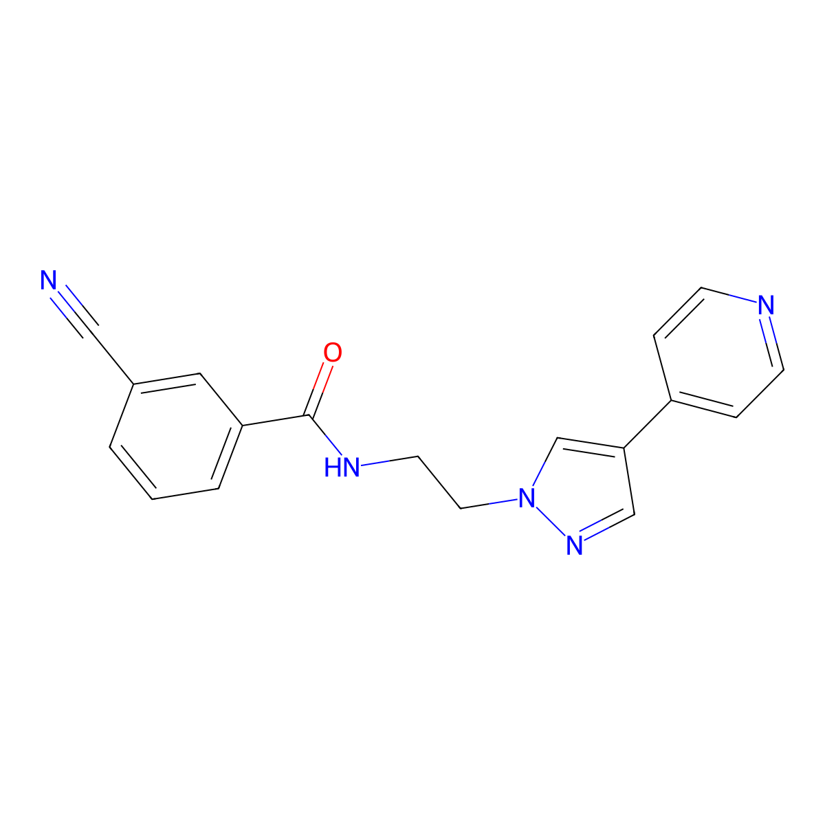 3-cyano-N-{2-[4-(pyridin-4-yl)-1H-pyrazol-1-yl]ethyl}benzamide molecular structure, CAS 2034354-26-0