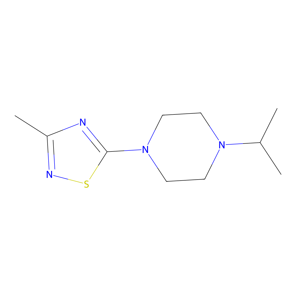 5-(4-Isopropylpiperazin-1-yl)-3-methyl-1,2,4-thiadiazole molecular structure, CAS 2034354-30-6