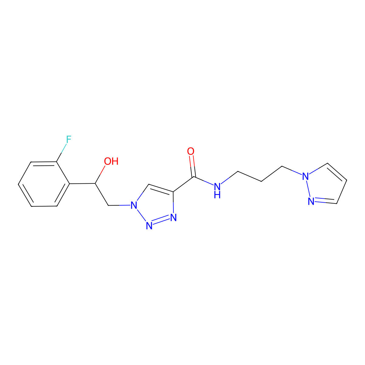 N-(3-(1H-pyrazol-1-yl)propyl)-1-(2-(2-fluorophenyl)-2-hydroxyethyl)-1H-1,2,3-triazole-4-carboxamide molecular structure, CAS 2034354-31-7