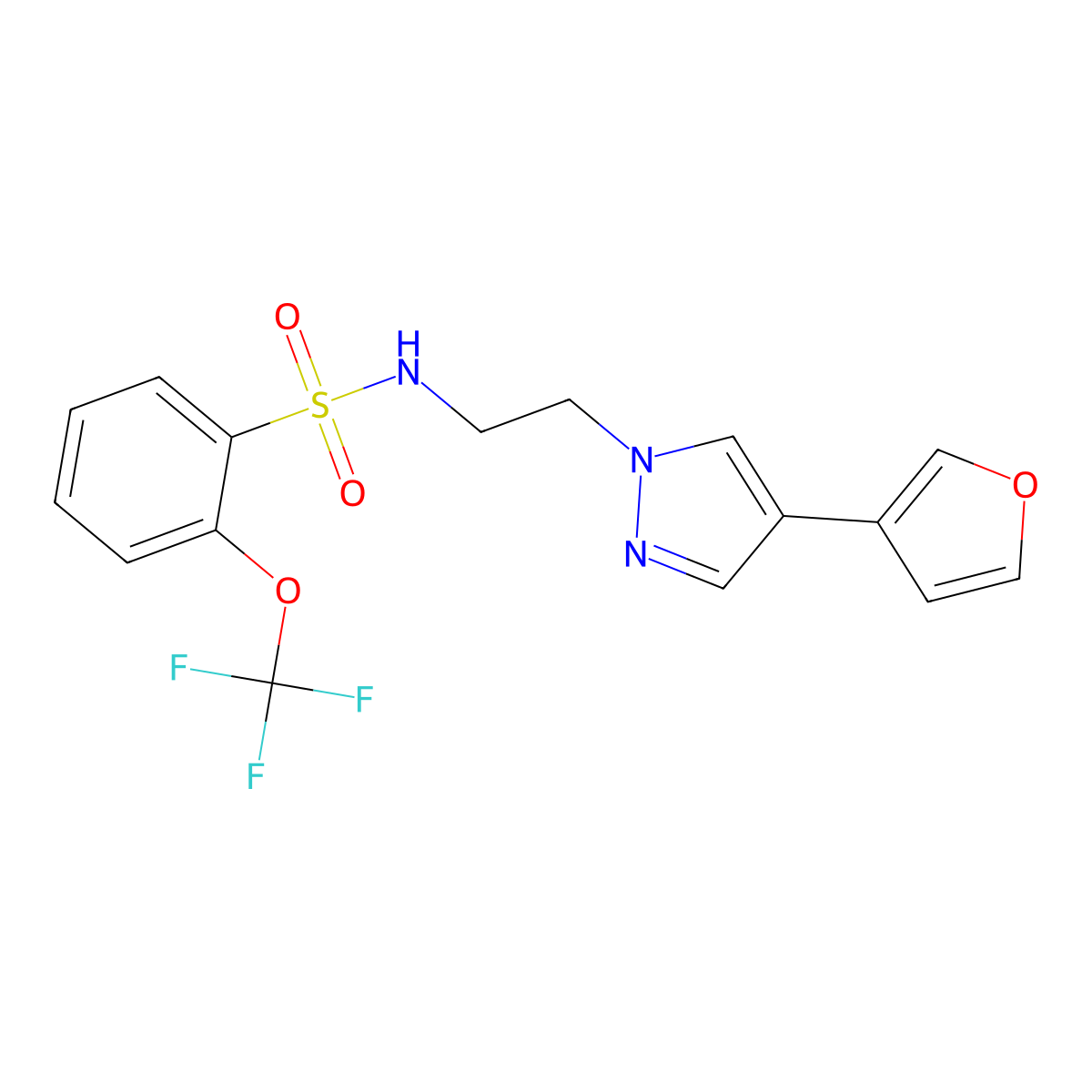 N-(2-(4-(furan-3-yl)-1H-pyrazol-1-yl)ethyl)-2-(trifluoromethoxy)benzenesulfonamide molecular structure, CAS 2034354-32-8