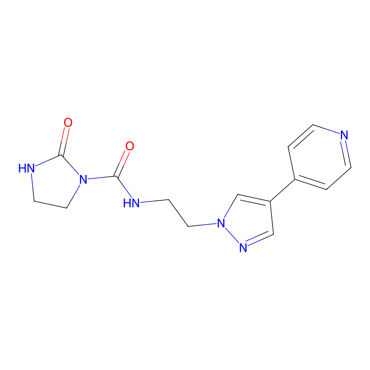 2-oxo-N-{2-[4-(pyridin-4-yl)-1H-pyrazol-1-yl]ethyl}imidazolidine-1-carboxamide molecular structure, CAS 2034354-34-0