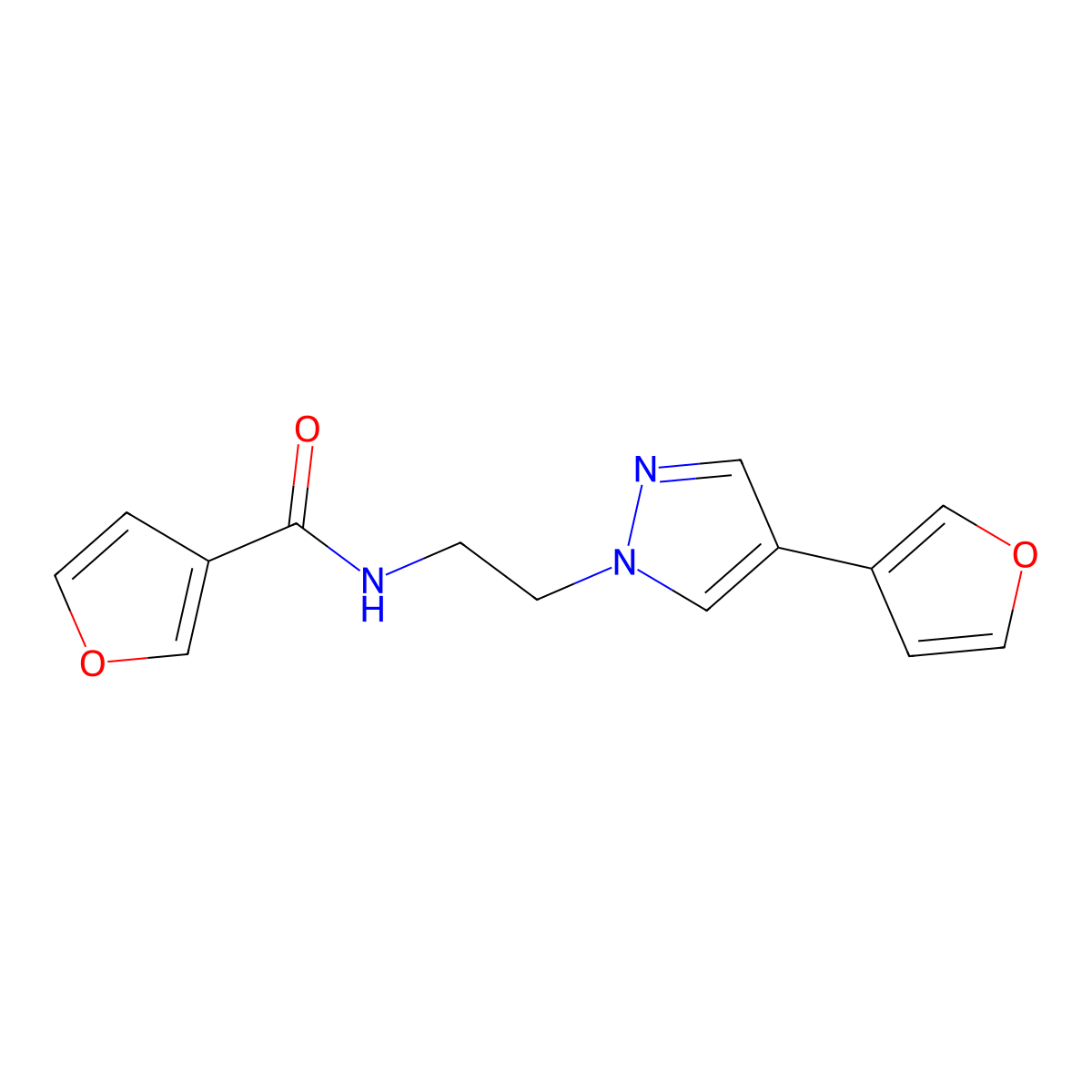 N-{2-[4-(furan-3-yl)-1H-pyrazol-1-yl]ethyl}furan-3-carboxamide molecular structure, CAS 2034354-37-3