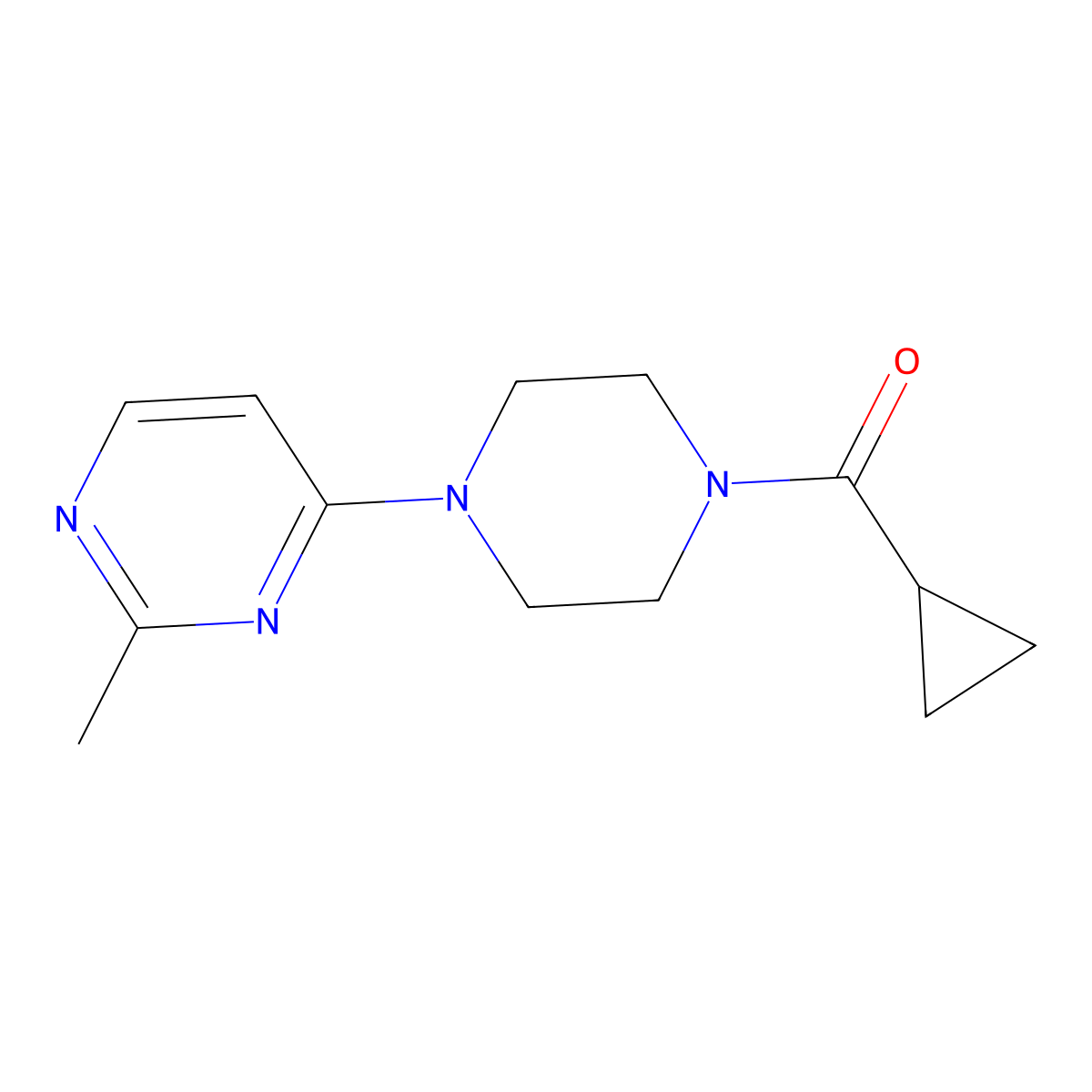 Cyclopropyl(4-(2-methylpyrimidin-4-yl)piperazin-1-yl)methanone molecular structure, CAS 2034354-38-4