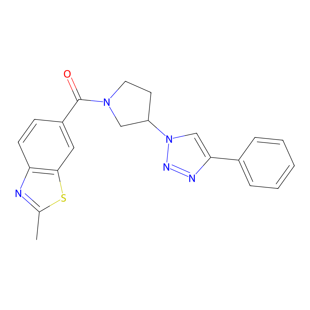 (2-methylbenzo[d]thiazol-6-yl)(3-(4-phenyl-1H-1,2,3-triazol-1-yl)pyrrolidin-1-yl)methanone molecular structure, CAS 2034354-43-1