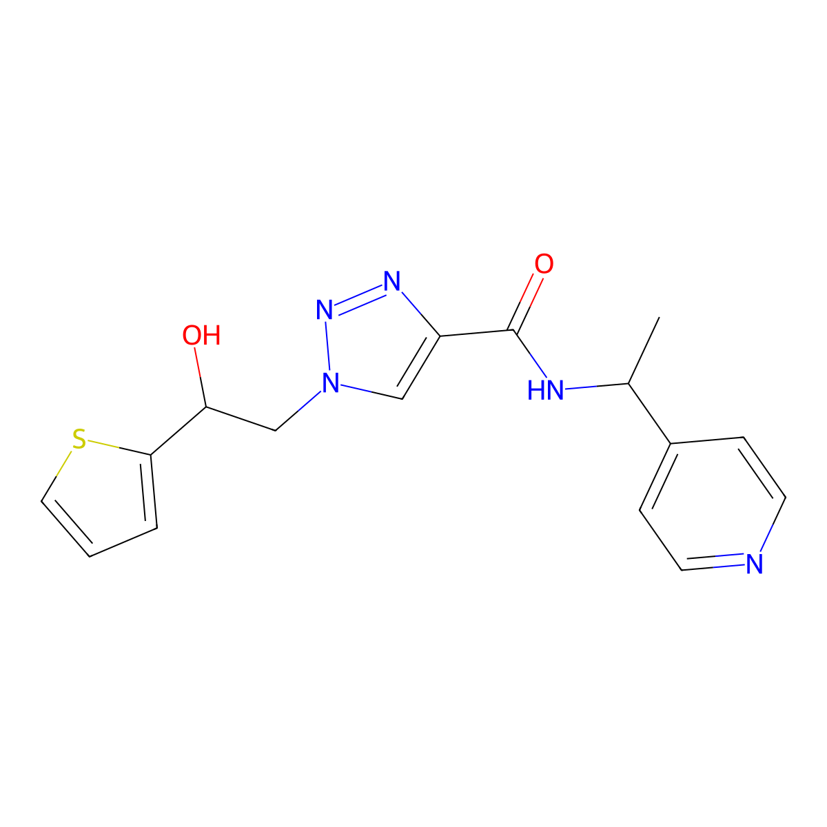 1-[2-hydroxy-2-(thiophen-2-yl)ethyl]-N-[1-(pyridin-4-yl)ethyl]-1H-1,2,3-triazole-4-carboxamide molecular structure, CAS 2034354-44-2
