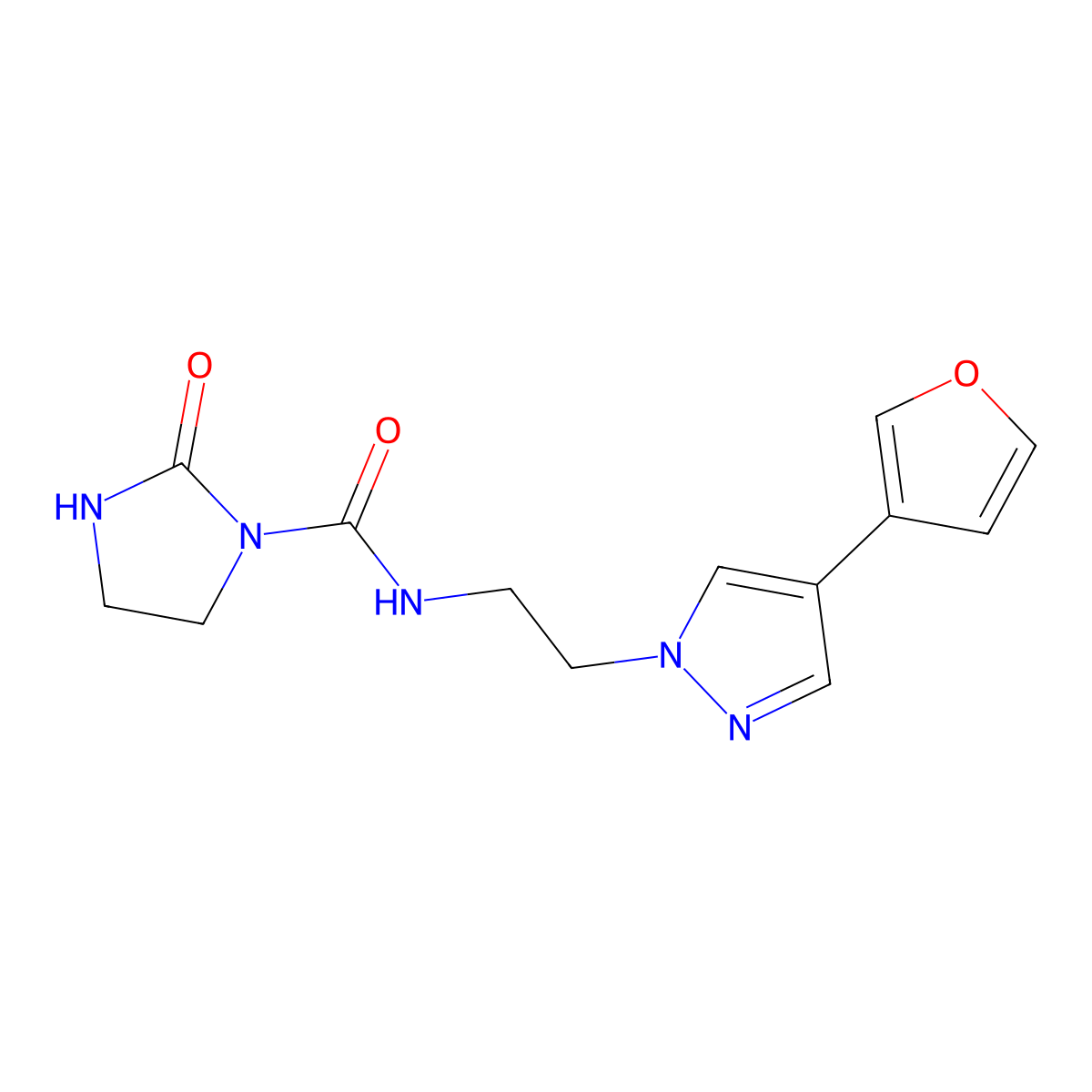 N-(2-(4-(furan-3-yl)-1H-pyrazol-1-yl)ethyl)-2-oxoimidazolidine-1-carboxamide molecular structure, CAS 2034354-45-3