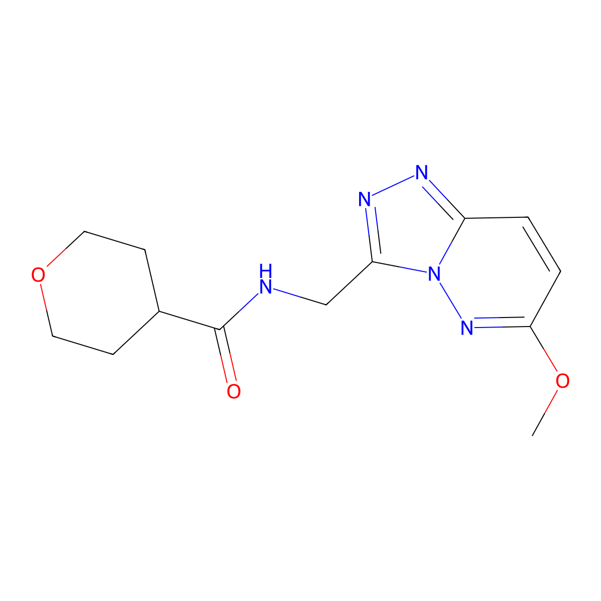 N-((6-methoxy-[1,2,4]triazolo[4,3-b]pyridazin-3-yl)methyl)tetrahydro-2H-pyran-4-carboxamide molecular structure, CAS 2034354-46-4
