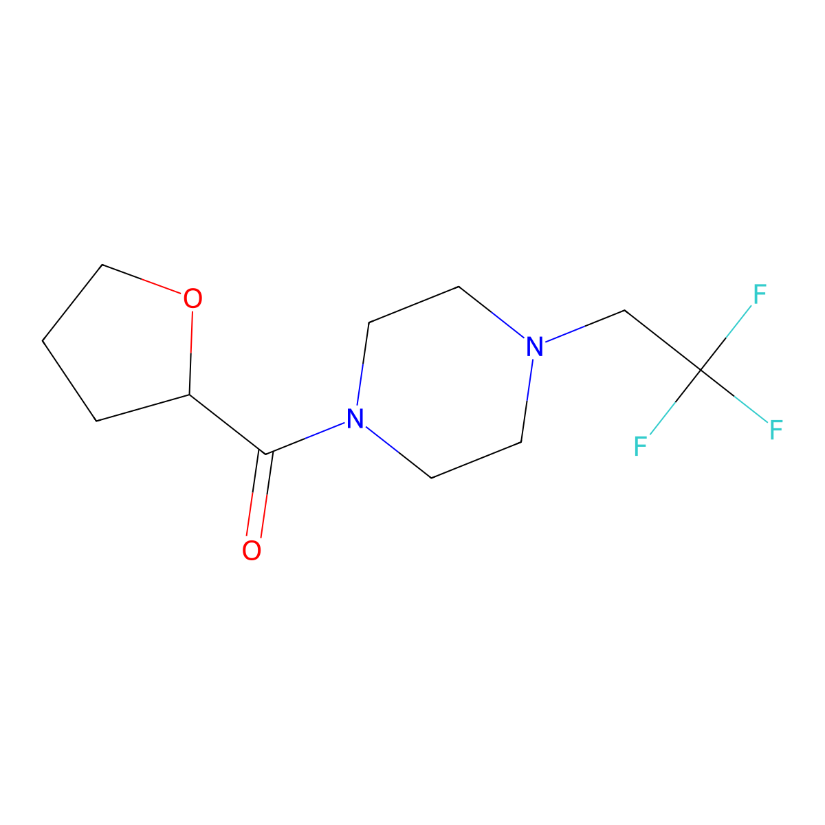 1-(Oxolane-2-carbonyl)-4-(2,2,2-trifluoroethyl)piperazine molecular structure, CAS 2034354-47-5