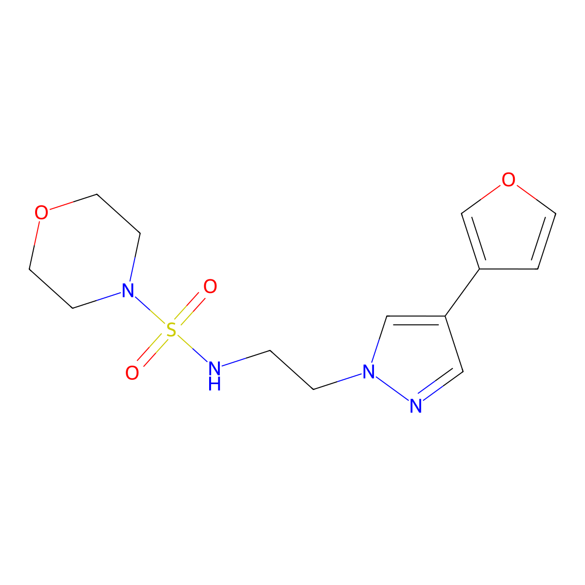N-(2-(4-(furan-3-yl)-1H-pyrazol-1-yl)ethyl)morpholine-4-sulfonamide molecular structure, CAS 2034354-53-3