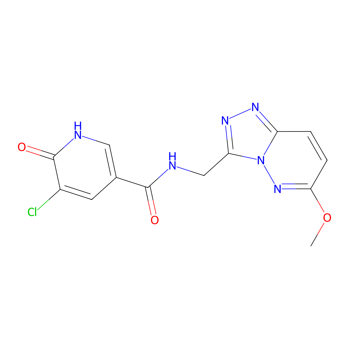 5-chloro-6-hydroxy-N-((6-methoxy-[1,2,4]triazolo[4,3-b]pyridazin-3-yl)methyl)nicotinamide molecular structure, CAS 2034354-54-4