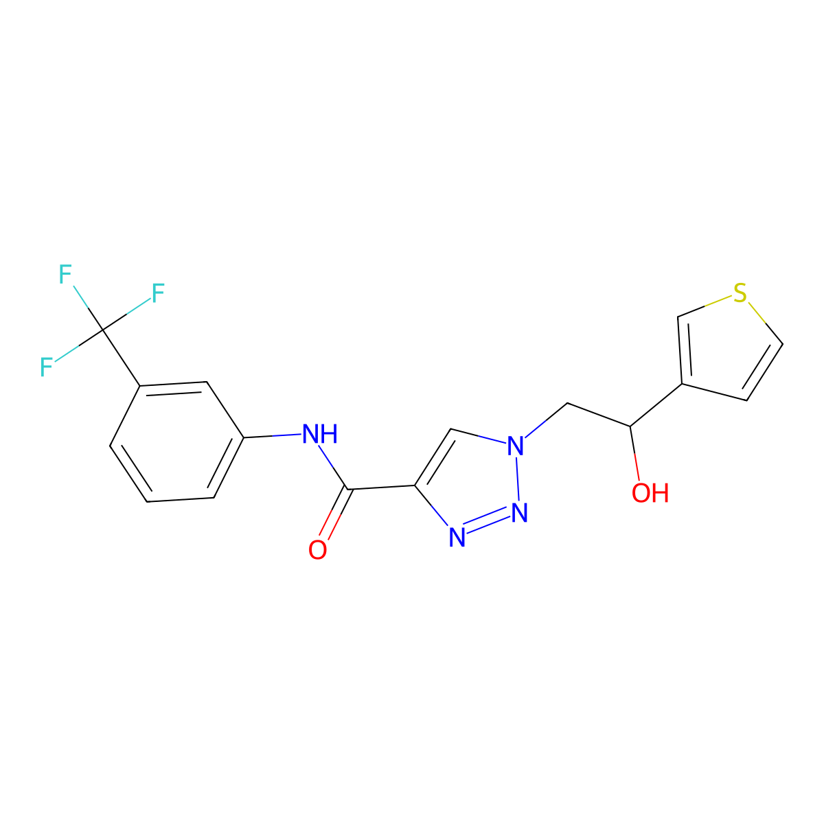 1-(2-hydroxy-2-(thiophen-3-yl)ethyl)-N-(3-(trifluoromethyl)phenyl)-1H-1,2,3-triazole-4-carboxamide molecular structure, CAS 2034354-55-5