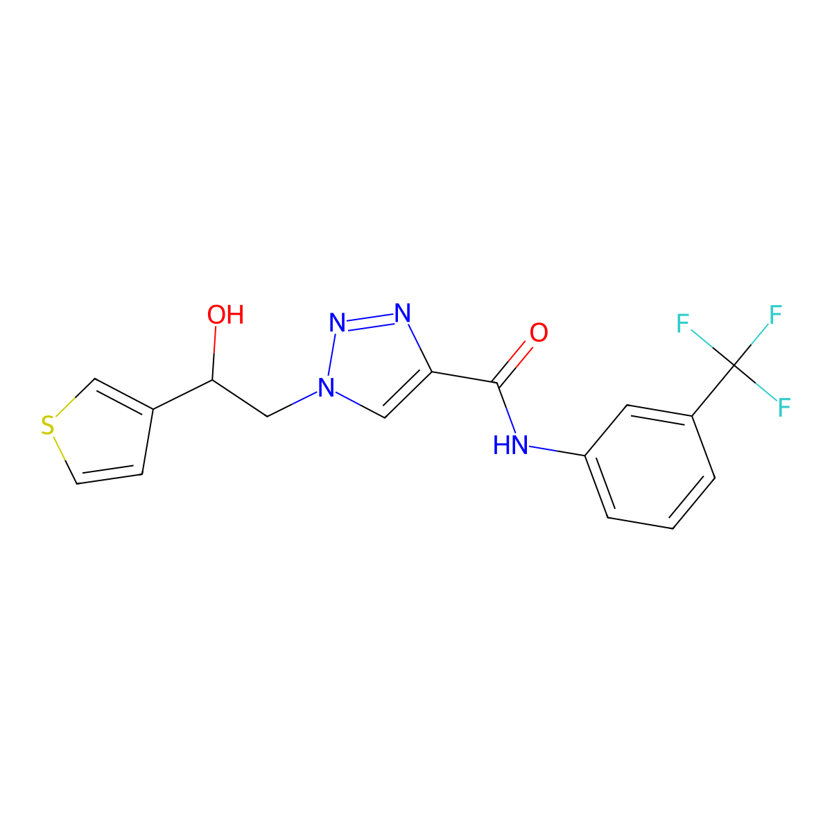 1-(2-hydroxy-2-(thiophen-3-yl)ethyl)-N-(3-(trifluoromethyl)phenyl)-1H-1,2,3-triazole-4-carboxamide molecular structure, CAS 2034354-55-5